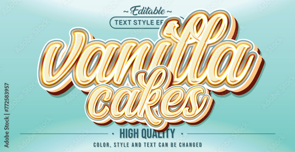 Poster editable text style effect - vanilla cakes text style theme.