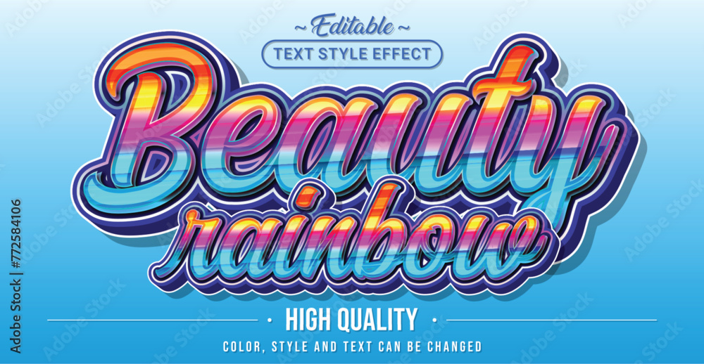 Poster editable text style effect - beauty rainbow text style theme.