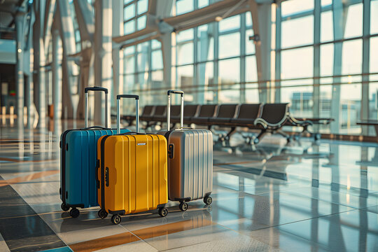 Suitcases in airport. Travel concept