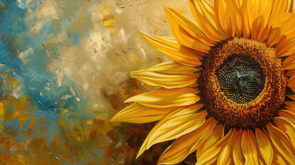 Bright oil painting of a sunflower - Powered by Adobe