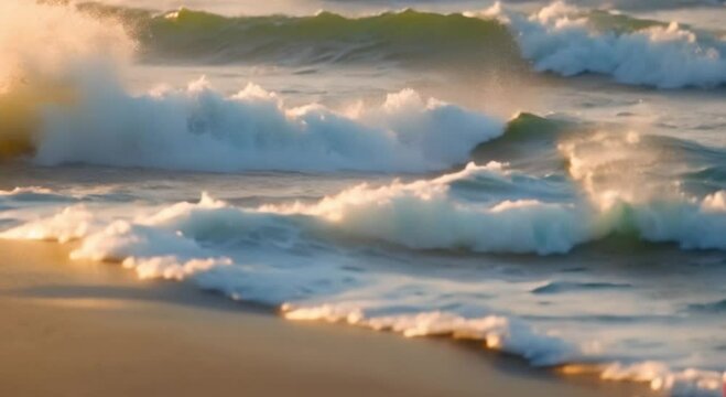 Beautiful 3d view of waves on the beach