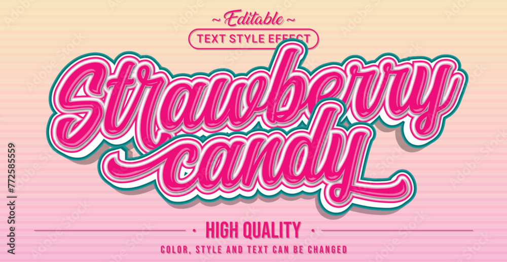 Poster Editable text style effect - Strawberry Candy text style theme.