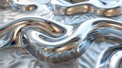 Illustration Of 3D Chrome Waves Background