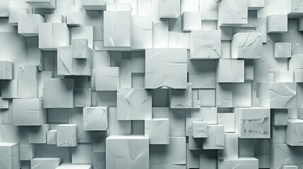 Random offset white square cube boxes block background