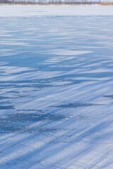 sunny winter weather on a frozen lake