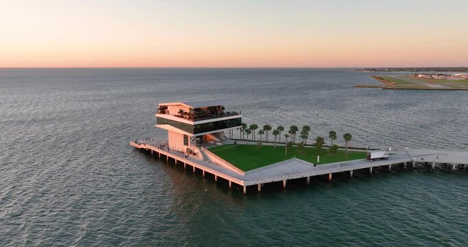 The St. Petersburg Pier, officially known as the St. Pete Pier during sunrise.