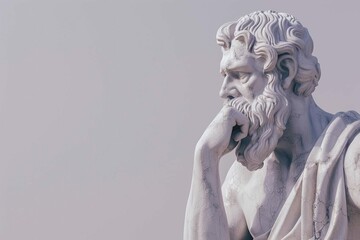 Minimalist digital render - Stoic Greek philosopher thinking man statue
