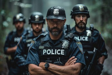 Cohesive police force: Officers stand united, ready to serve - obrazy, fototapety, plakaty