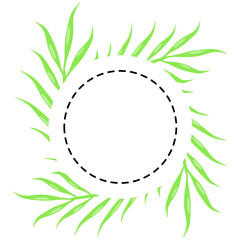 Floral vector card design with green leaves, round frame for printing. Vector garden illustration, Wedding Invitation