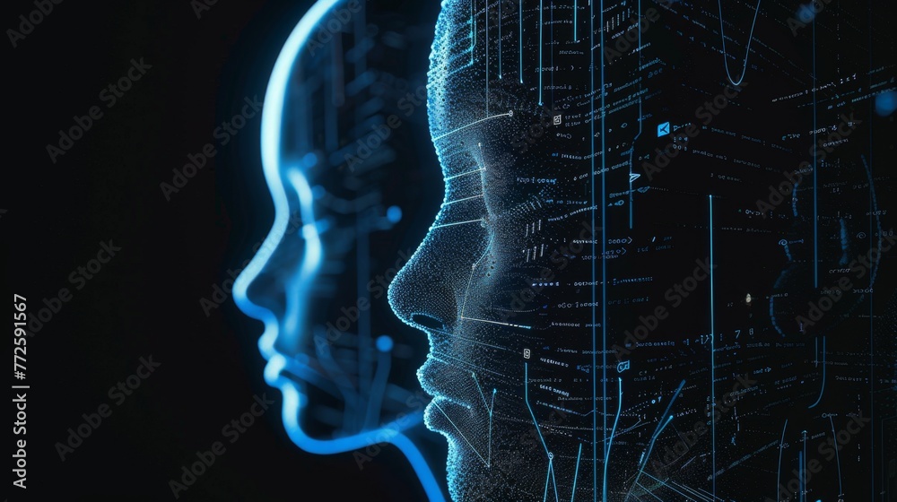 Poster digital representation of human and ai mind interaction