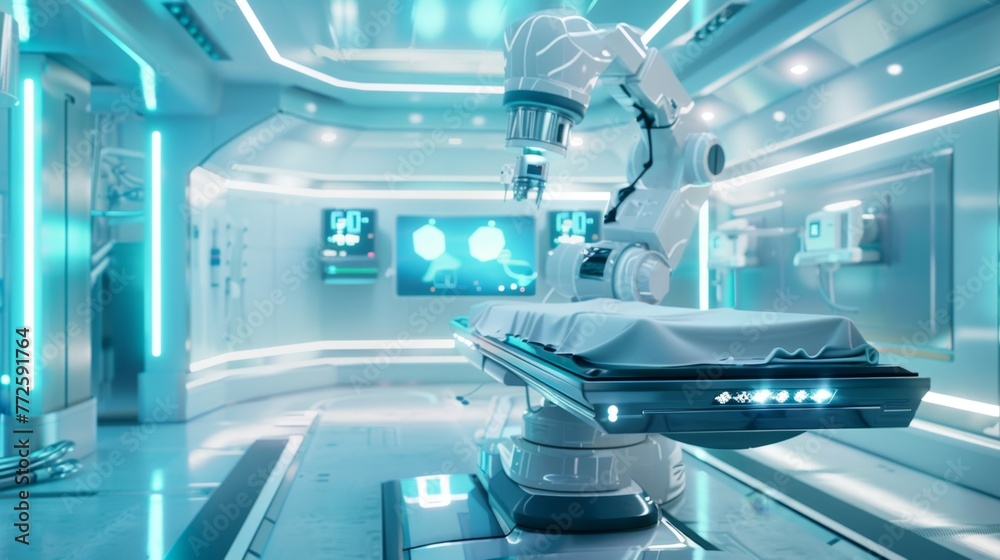 Aufkleber robot operating machine in industrial room
