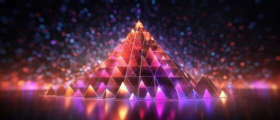 Futuristic Neon Pyramid Light Display Background