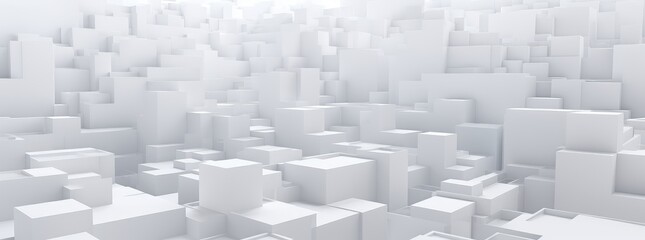 Abstract Endless White Cubes 3D Landscape