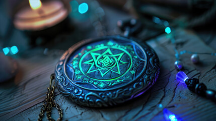 The amulet for protection against dark forces and negativity. Magical glow