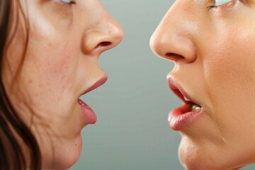 Obraz premium Close Up of Two Women Making Faces