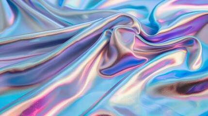 Fototapeta premium Blue-violet, violet and blue holographic fabric in digital neon style, shiny glossy