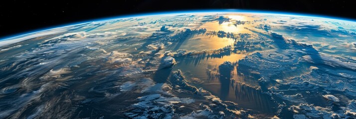 Space perspective: Earth's sunset, awe-inspiring sight.