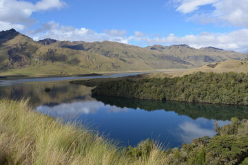 Andean lake and mountains. Ecuador