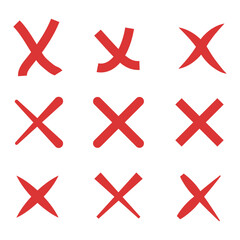 A set of crosses for marking, for use in graphic design