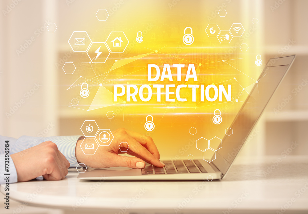 Aufkleber internet security and data protection concept
