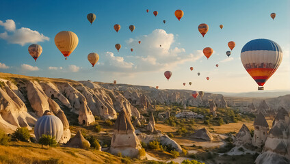 Flying balloons in Cappadocia scenic