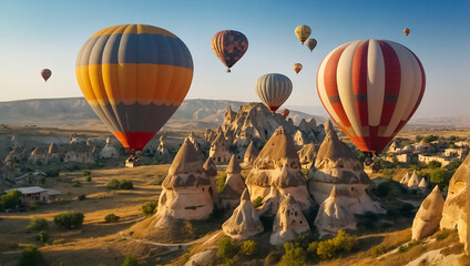 Obraz premium Flying balloons in Cappadocia environment