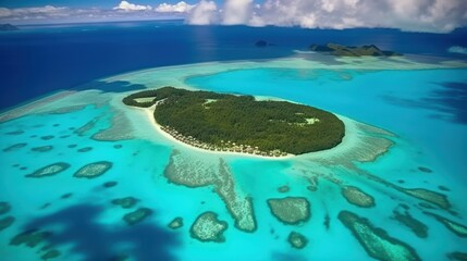 Aerial Tupai Bora Bora Tahaa Society Islands Atoll Pacific Ocean barrier reef Lagoon Tropical travel tourism