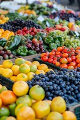Naklejka na ściany i meble vegetable and fruit market Generative AI