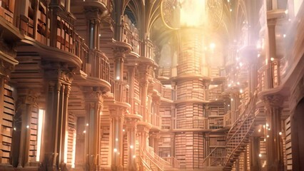 3D Illustration of a Fantasy Fantasy World with Staircase and Doorway, AI Generated