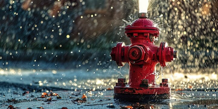 Fire hydrant spraying water