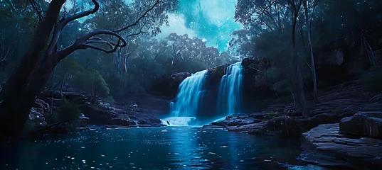 Türaufkleber Waldfluss waterfall in forest
