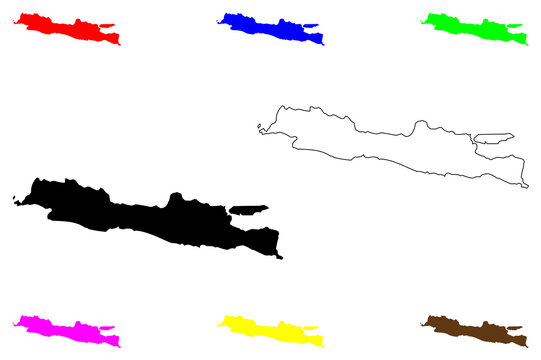 Java island map (Greater Sunda Islands, Republic of Indonesia) vector illustration, scribble sketch Jawa