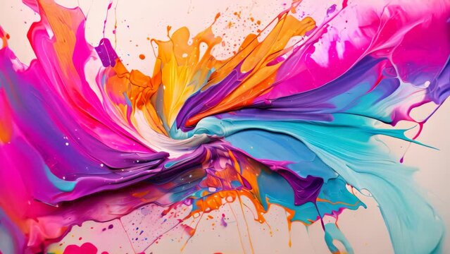 abstract background of colorful oil paint splashes on a white background, AI Generated