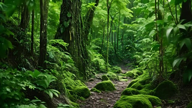 Path in the rainforest in Costa Rica, Central America, Central America, AI Generated
