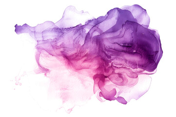 Purple and pink watercolor blobs merging on transparent background.