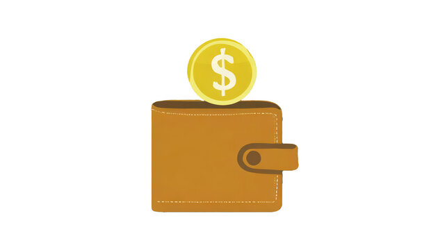 Generated image of a wallet with a coin png