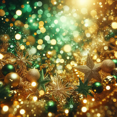 Obraz na płótnie Canvas Dark green and gold Abstract background and bokeh on New Year's Eve