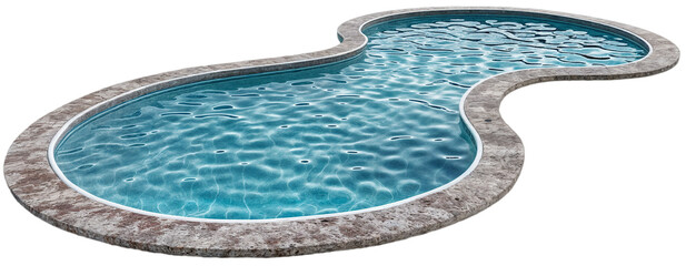 Swimming pool with clear blue water isolated on a transparent background