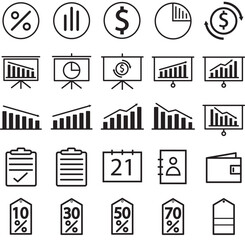 20 items Set vector line icons in flat design with elements for mobile concepts and web applications. Collection of modern infographic logos and pictograms.