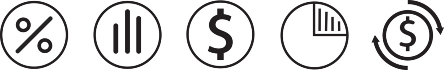 Money icons with White Background. Simple line vector icons.