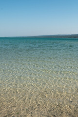 transparent blue colored lagoon on the Mozambican coast