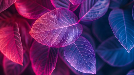 neon background with leaves
