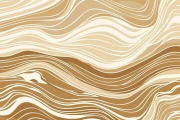 Natural organic abstract wavy lines pattern, beige brown color background illustration