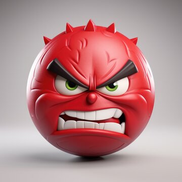 3d red devil face, 3d angry icon red ball, angry cartoon character with subtle expressions