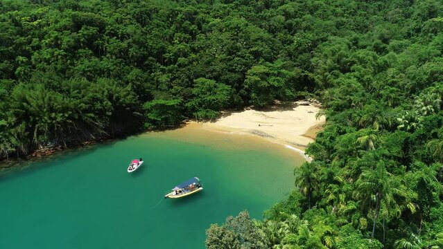 Aerial view of East Beach (Praia do Leste), Anchieta Island - Ubatuba, S&atilde;o Paulo, Brazil
