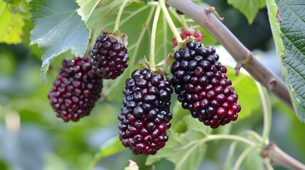 mulberry - Morus nigra - healthy fruit close up