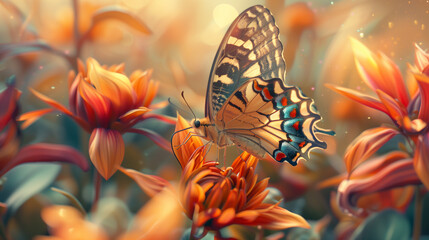 a beautiful butterfly finds solace on a delicate flower