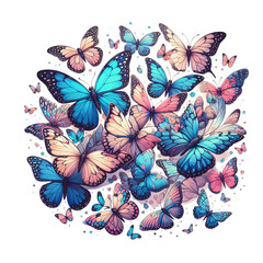 Flock of butterflies  vector illustration