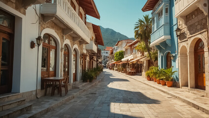 Fototapeta na wymiar Beautiful ancient street in Marmaris Türkiye popular