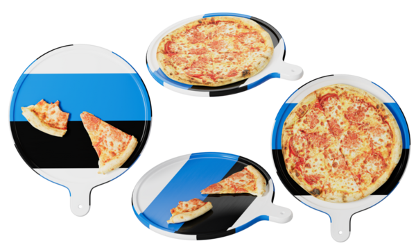 Savory Margherita Pizza on Estonian Flag-Inspired Pan - A Culinary Homage